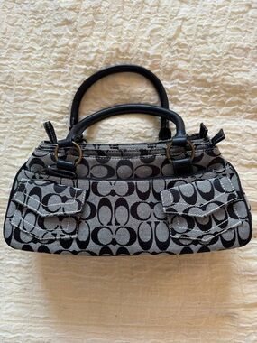 Coach Black & Gray Signature Jacquard Shoulder Bag